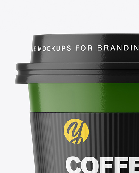 Glossy Paper Coffee Cup with Holder Mockup PSD #1