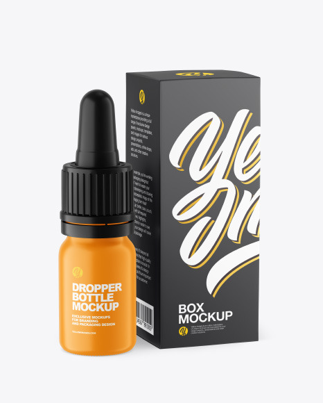 Matte Dropper Bottle w/ Box Mockup