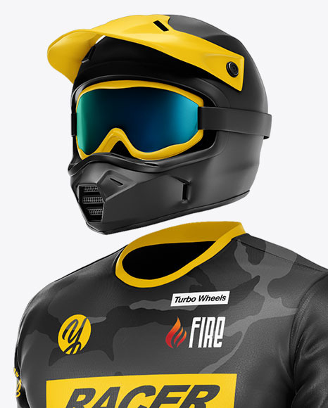 Motocross Racing Kit Mockup   Front Half Side View PSD #2