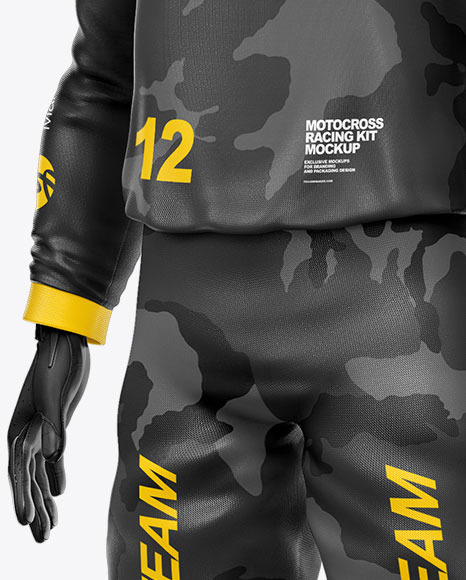 Motocross Racing Kit Mockup   Front Half Side View PSD #1