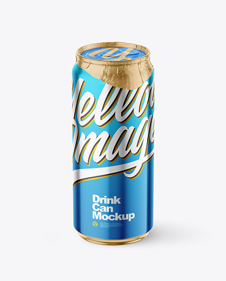 Download 440ml Glossy Metallic Drink Can W Foil Lid Mockup Yellow Author