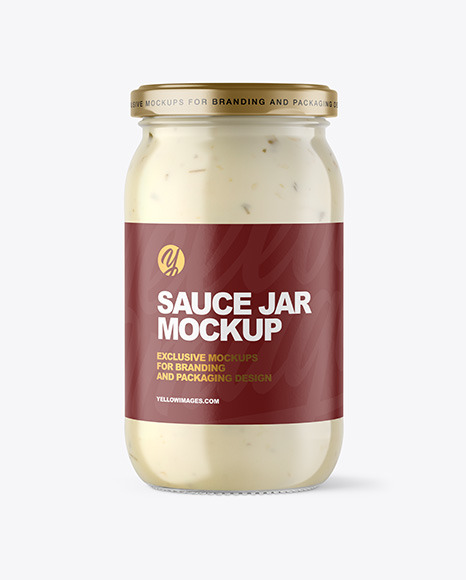 Clear Glass Jar with Tar Tar Sauce Mockup