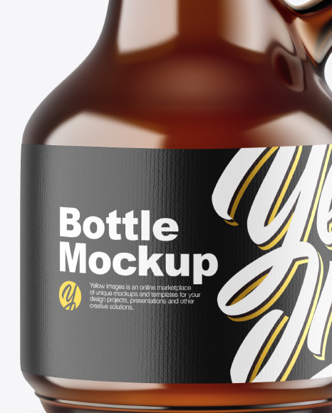 Dark Amber Glass Bottle Mockup PSD #1