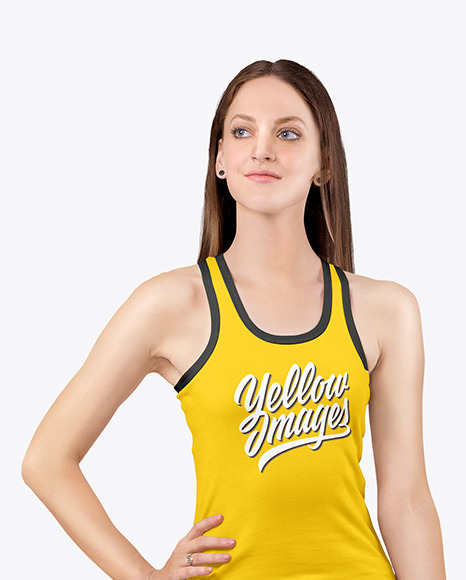 Woman in a Tank Top Mockup PSD #2