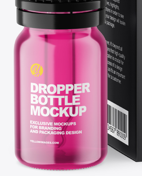 Colored Glass Dropper Bottle w  Box Mockup PSD #2