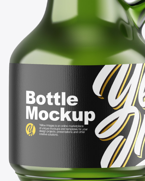 Green Glass Bottle Mockup PSD #4