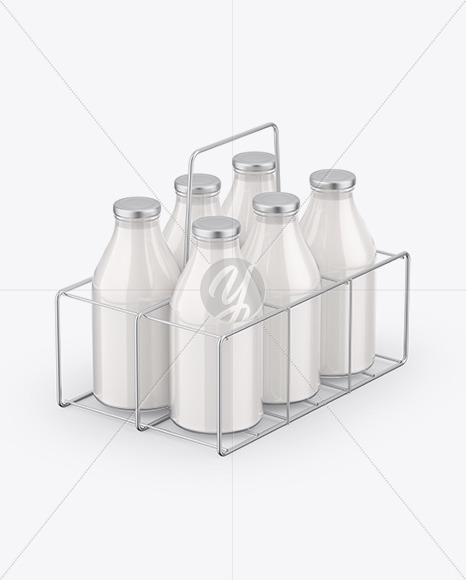 6 Milk Bottles Carrier Mockup PSD #3