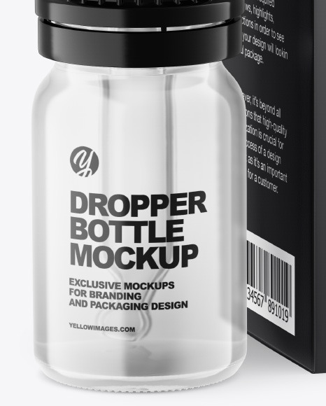 Clear Glass Dropper Bottle w  Box Mockup PSD #2