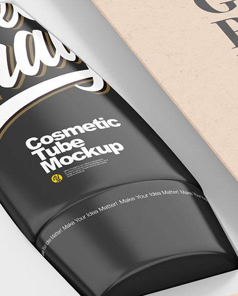 Kraft Paper Box With Cosmetic Tube Mockup PSD #3