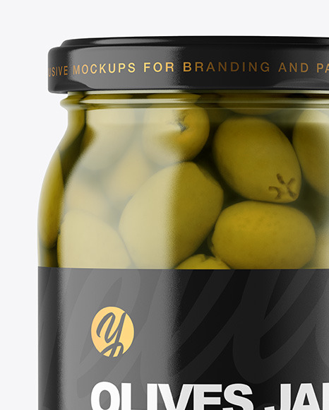 Download Clear Glass Jar With Olives Mockup In Jar Mockups On Yellow Images Object Mockups