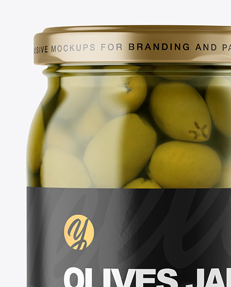 Clear Glass Jar with Olives Mockup PSD #1