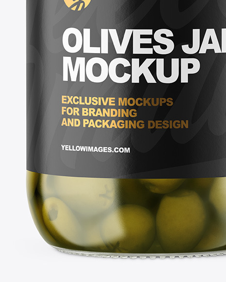 Clear Glass Jar with Olives Mockup PSD #6