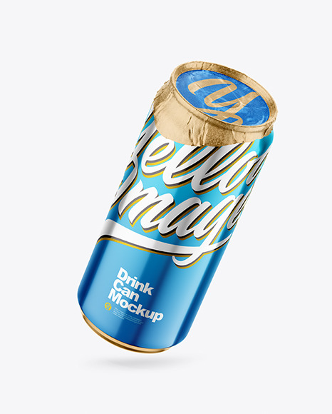440ml Glossy Metallic Drink Can w/ Foil Lid Mockup
