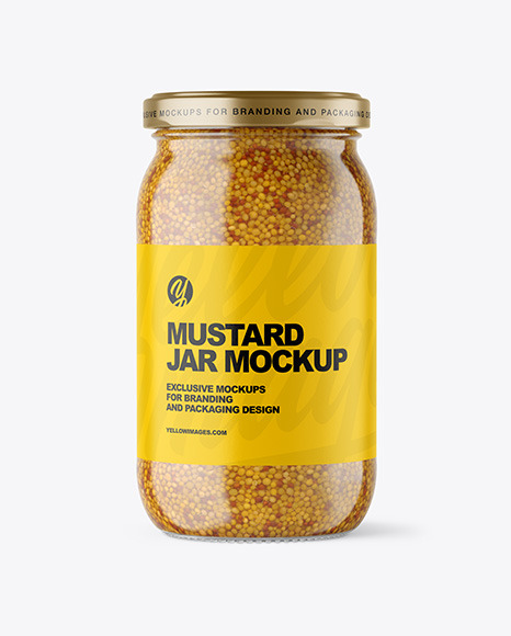 Clear Glass Jar with Wholegrain Mustard Mockup