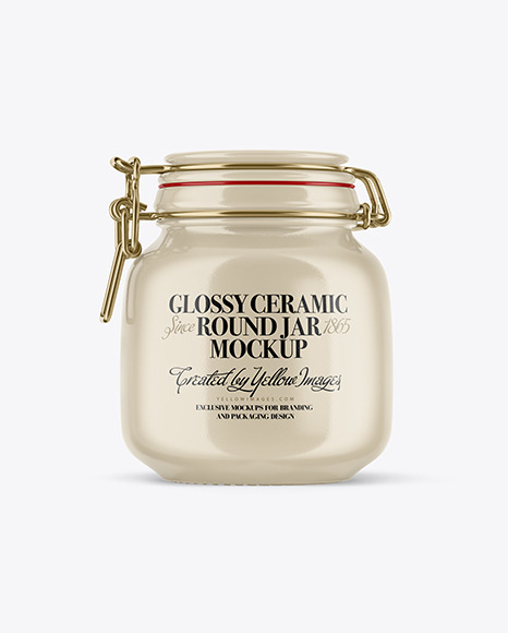 Glossy Ceramic Jar w  Clamp Lid Mockup PSD #2