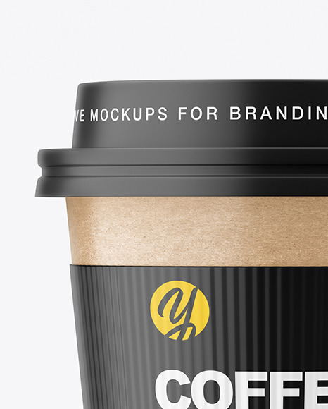Kraft Paper Coffee Cup with Holder Mockup PSD #1
