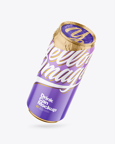 440ml Glossy Drink Can w/ Foil Lid Mockup