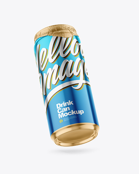 Download 440ml Glossy Metallic Drink Can W Foil Lid Mockup In Can Mockups On Yellow Images Object Mockups