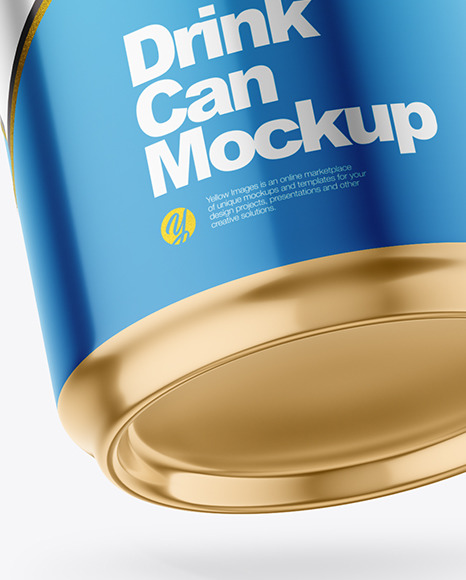 20 440Ml Glossy Metallic Drink Can W/ Foil Lid Mockup - Yellowimages