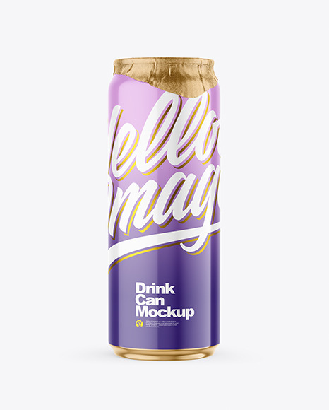 500ml Glossy Drink Can w/ Foil Lid Mockup