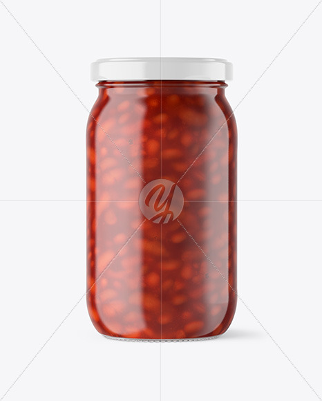 Clear Glass Jar with Beans Mockup