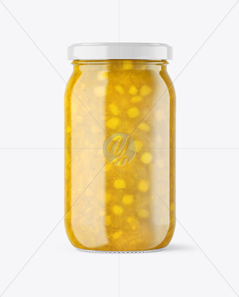 Clear Glass Jar with Pineapple jam Mockup PSD #3