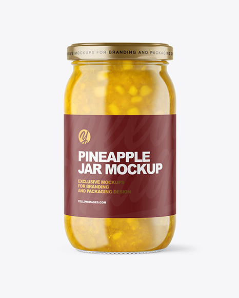 Clear Glass Jar with Pineapple jam Mockup