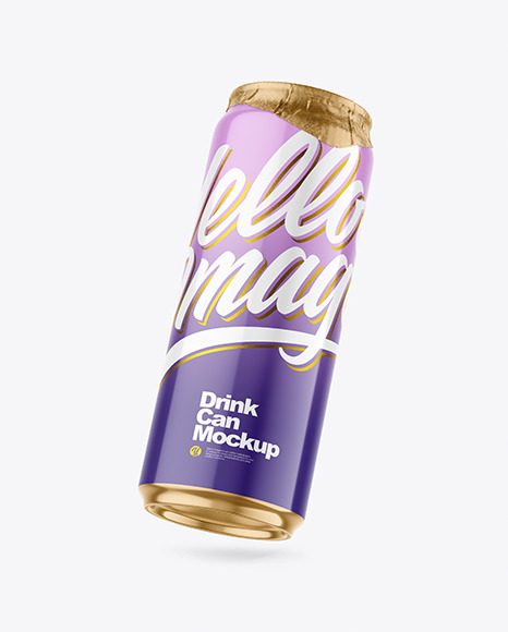 500ml Glossy Drink Can w/ Foil Lid Mockup