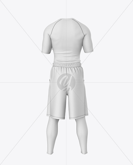 Download Men Compression T Shirt And Shorts Mockup Back View In Apparel Mockups On Yellow Images Object Mockups