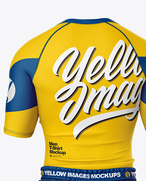 Men Compression T Shirt and Shorts Mockup – Back View PSD #2