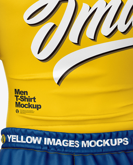 Men Compression T Shirt and Shorts Mockup – Back View PSD #6