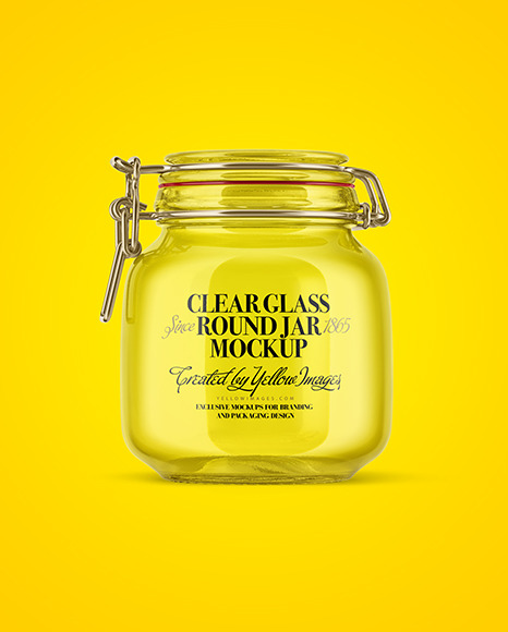 Empty Clear Glass Jar w  Clamp Lid Mockup PSD #2