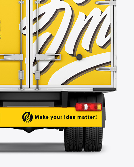 Box Truck Mockup   Back View PSD #2