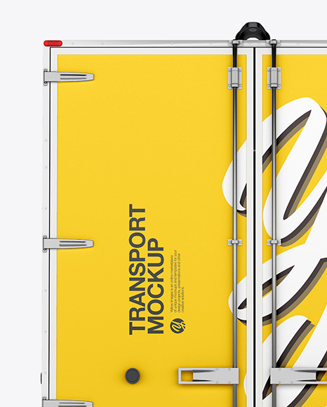 Box Truck Mockup   Back View PSD #1