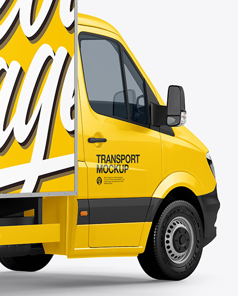 Box Truck Van Mockup   Back Half Side View PSD #1