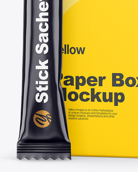 Glossy Stick Sachet with Paper Box Mockup PSD #5