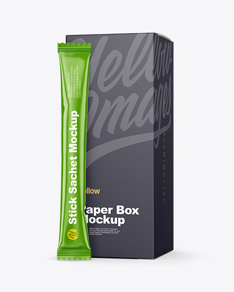 Glossy Stick Sachet with Paper Box Mockup PSD #6