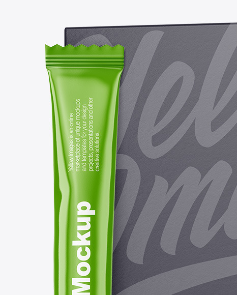 Glossy Stick Sachet with Paper Box Mockup PSD #7