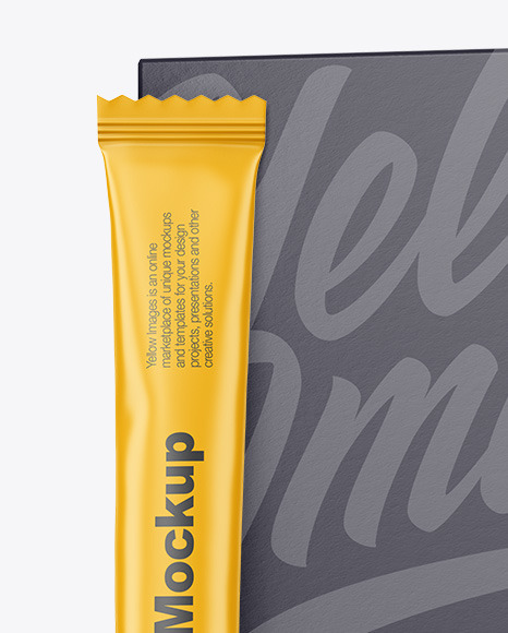 Matte Stick Sachet with Paper Box Mockup PSD #5