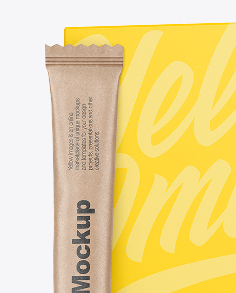 Kraft Stick Sachet w  Paper Box Mockup PSD #1