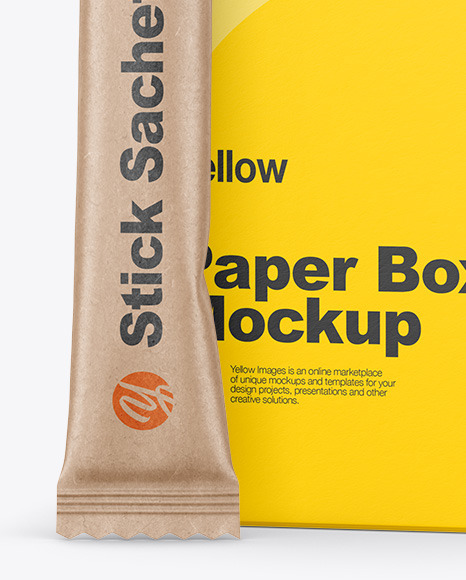 Kraft Stick Sachet w  Paper Box Mockup PSD #6