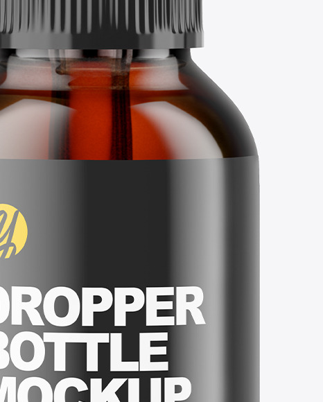 Amber Dropper Bottle Mockup PSD #1
