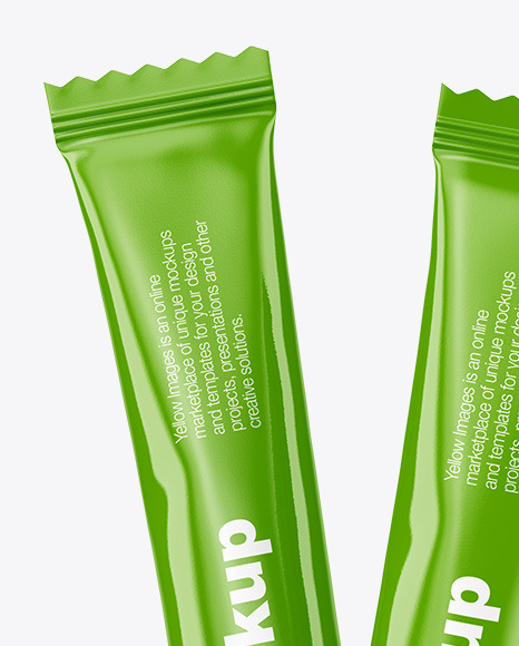 Two Glossy Stick Sachets Mockup PSD #2
