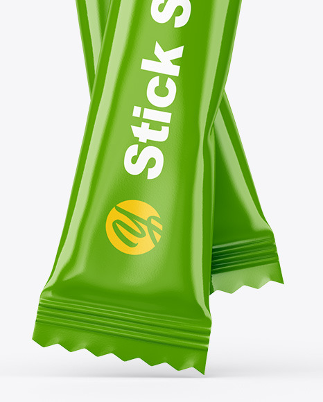 Two Glossy Stick Sachets Mockup PSD #1