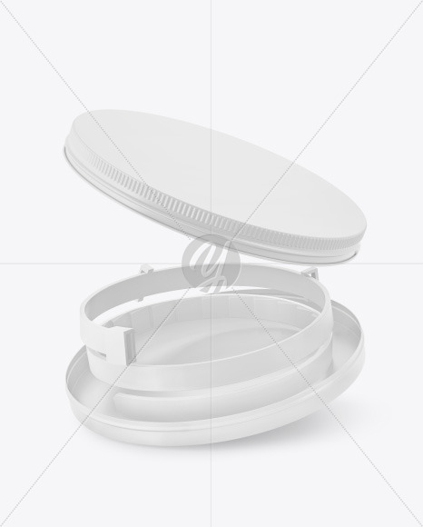 Matte Round Tin Box w/ Pet Collar Mockup