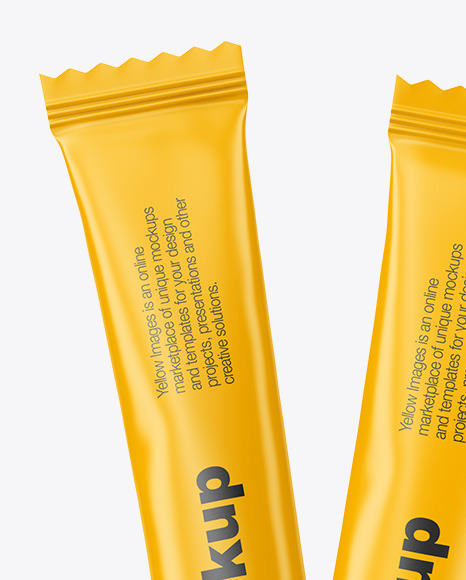 Two Matte Stick Sachets Mockup PSD #3