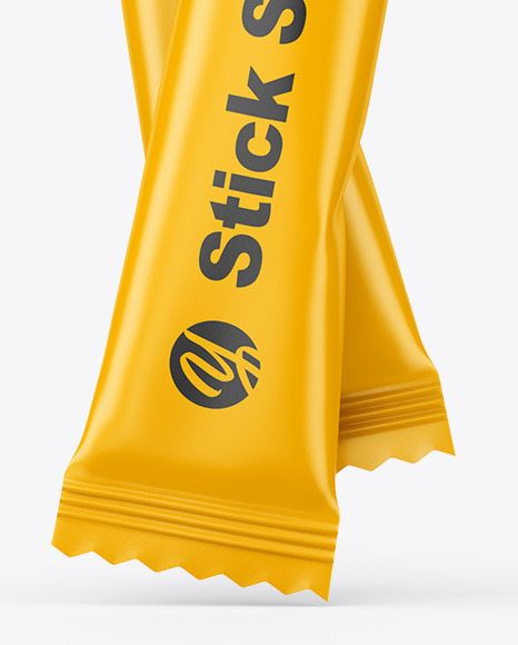 Two Matte Stick Sachets Mockup PSD #4