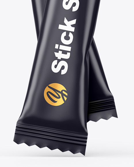 Two Matte Stick Sachets Mockup PSD #7