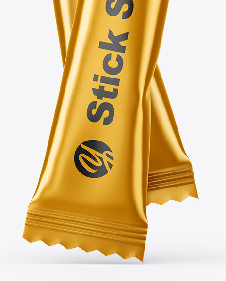 Two Matte Metallic Stick Sachets Mockup PSD #1