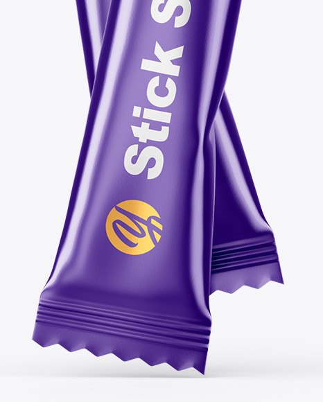 Two Matte Metallic Stick Sachets Mockup PSD #5